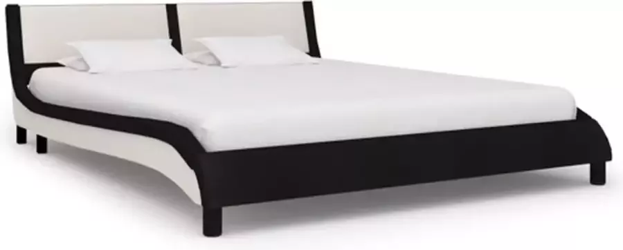 VIDAXL Bedframe kunstleer zwart en wit 160x200 cm - Foto 1