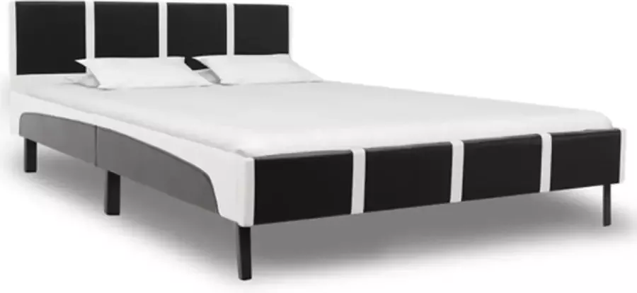 VIDAXL Bedframe kunstleer zwart en wit 160x200 cm - Foto 2