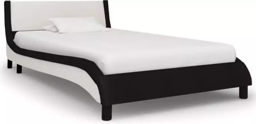 VIDAXL Bedframe kunstleer zwart en wit 90x200 cm - Foto 1