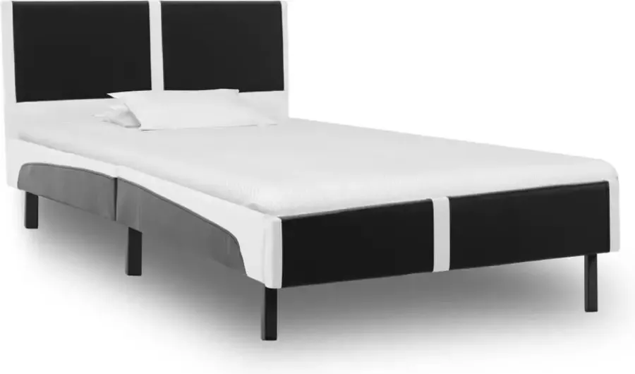 VidaXL -Bedframe-kunstleer-zwart-en-wit-90x200-cm