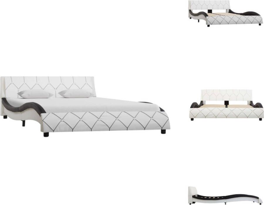 VidaXL Bedframe Kunstleren 120 x 200 cm Wit Zwart Bed