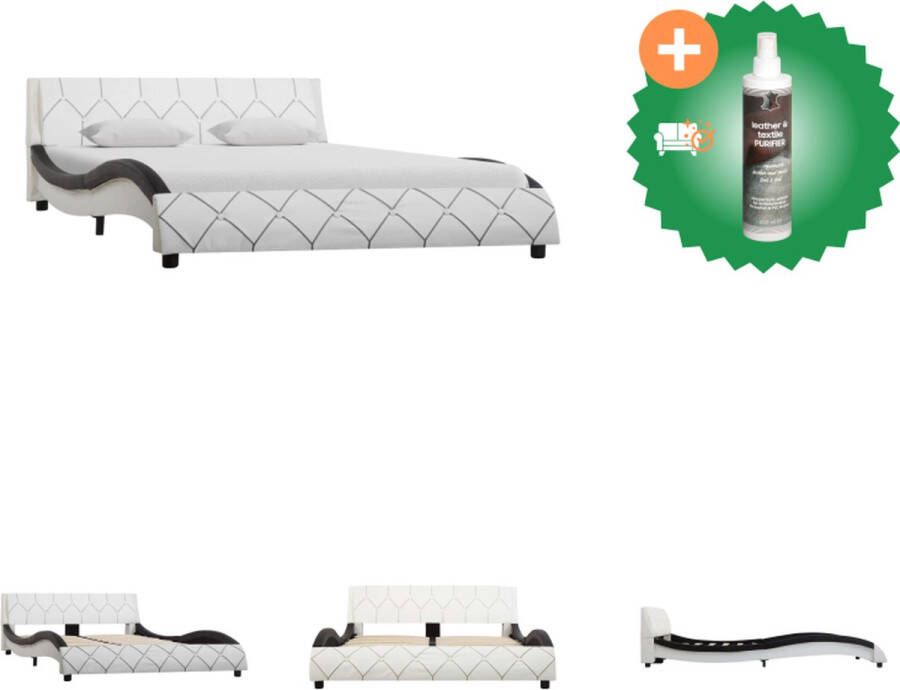 VidaXL Bedframe kunstleer wit en zwart 120x200 cm Bed Inclusief Reiniger