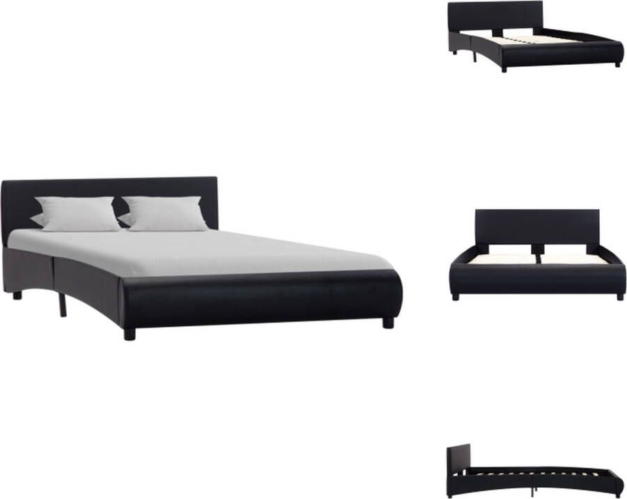 VidaXL Bedframe Kunstleren 215 x 144 x 65 cm Zwart Bed