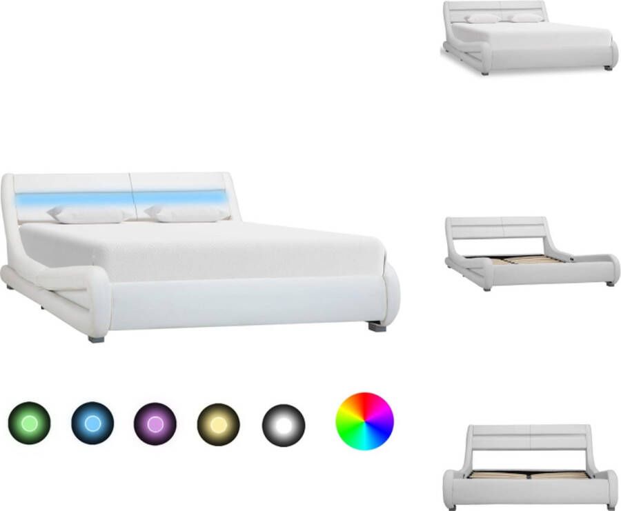VidaXL Bedframe Kunstleren Bedframe 217x175x60 cm LED-strip Bed