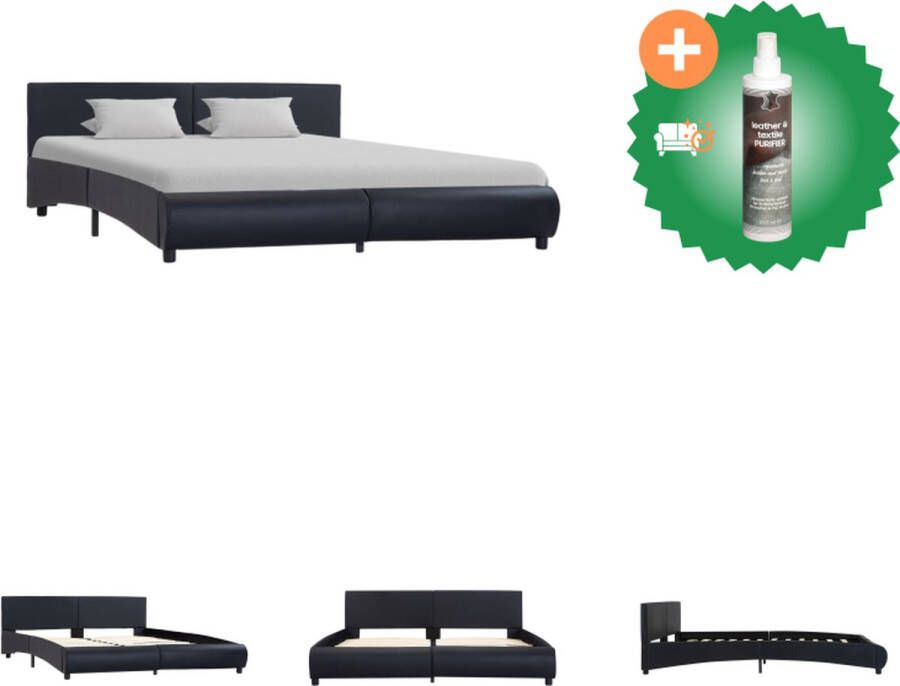 VidaXL Bedframe Kunstleren bekleding 180 x 200 cm Zwart Bed Inclusief Reiniger