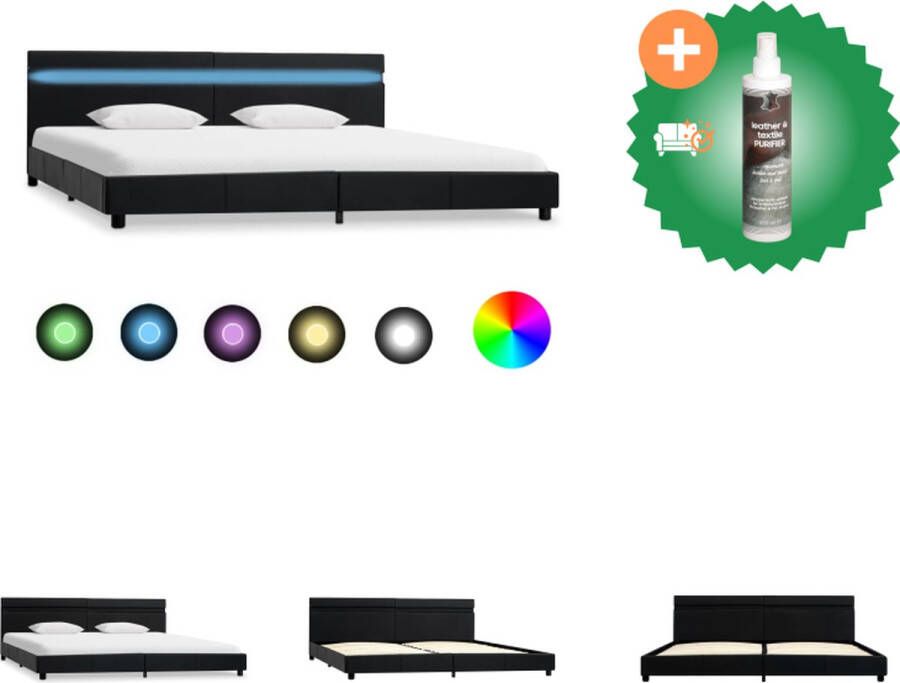 VidaXL Bedframe Kunstleren bekleding 208 x 184 x 65 cm Zwart Bed Inclusief Reiniger