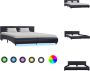 VidaXL Bedframe Kunstleren bekleding 217 x 184 x 65 cm Zwart Geschikt voor matras 180 x 200 cm LED-strip Afstandsbediening Bed - Thumbnail 1