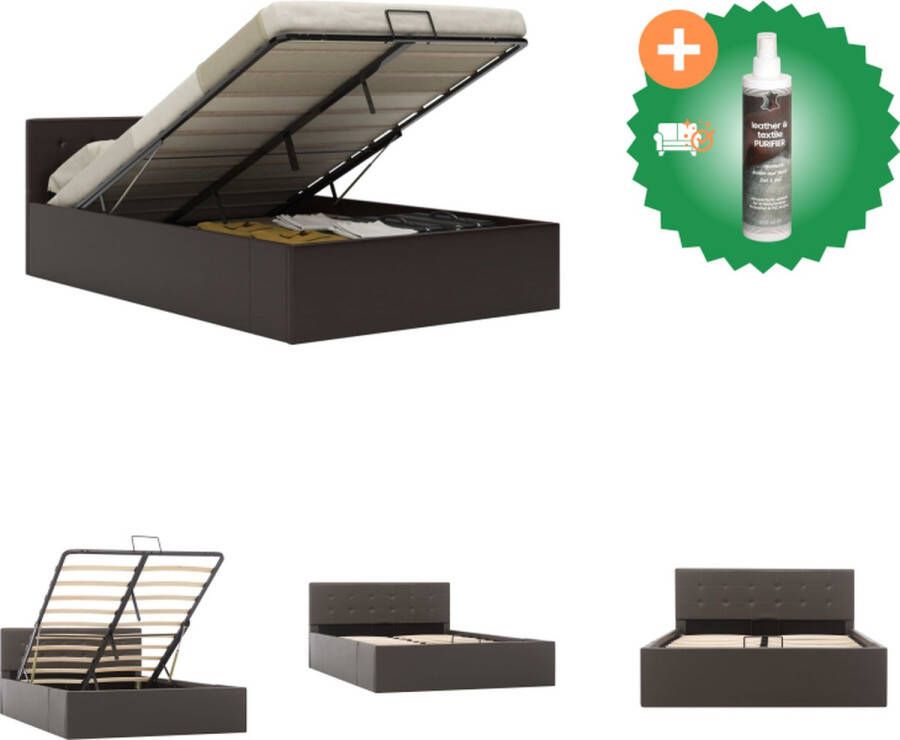VidaXL Bedframe Kunstleren bekleding Grijs 120 x 200 cm Met opbergvak Bed Inclusief Reiniger