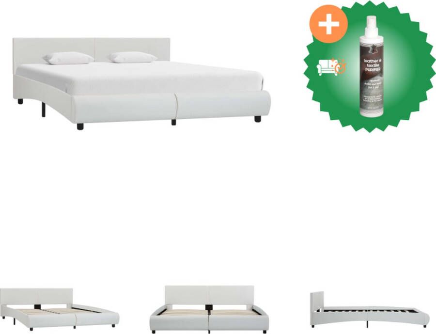 VidaXL Bedframe Kunstleren bekleding Wit 180 x 200 cm Bed Inclusief Reiniger