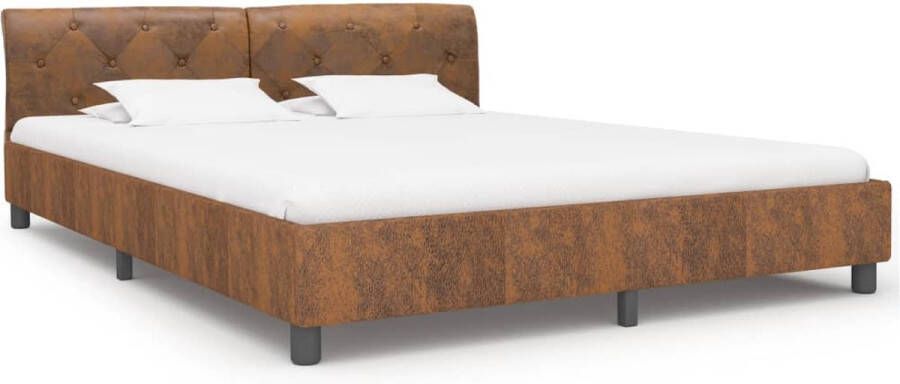 VidaXL -Bedframe-kunstsuède-bruin-180x200-cm