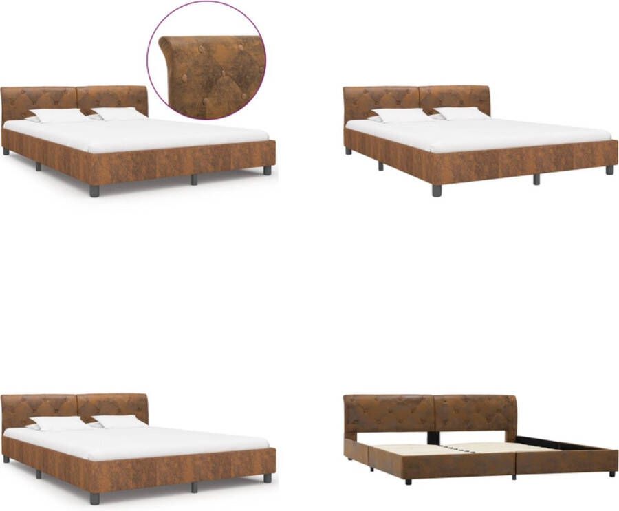 VidaXL Bedframe kunstsuède bruin 180x200 cm Bedframe Bedframes Bed Bedden - Foto 2