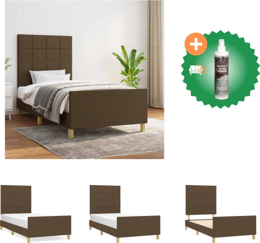 VidaXL Bedframe Larikshout Donkerbruin 203 x 83 x 118 128 cm Verstelbaar hoofdeinde Bed Inclusief Reiniger