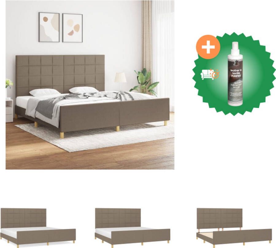 vidaXL Bedframe Larikshout Taupe 203x206x118 128 cm Verstelbaar hoofdeinde Bed Inclusief Reiniger