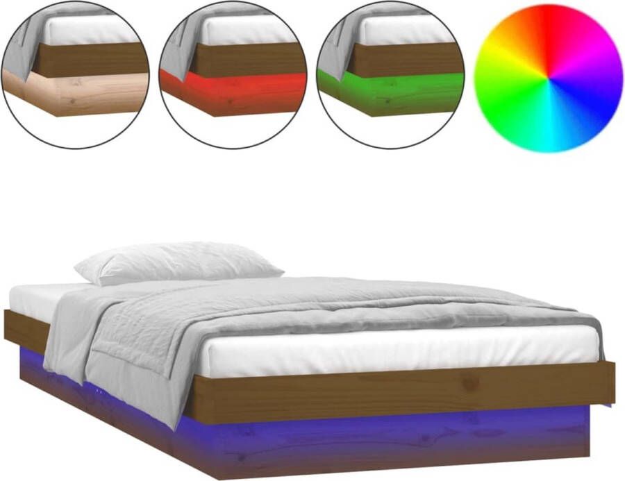 VidaXL -Bedframe-LED-hout-honingbruin-75x190-cm-2FT6-Small-Single - Foto 4