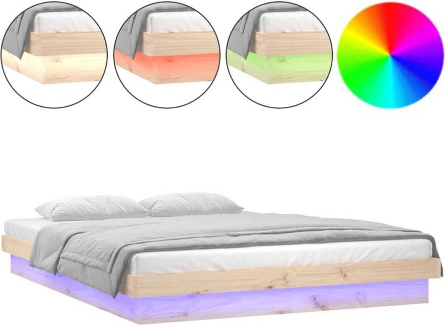 VidaXL -Bedframe-LED-massief-hout-120x200-cm