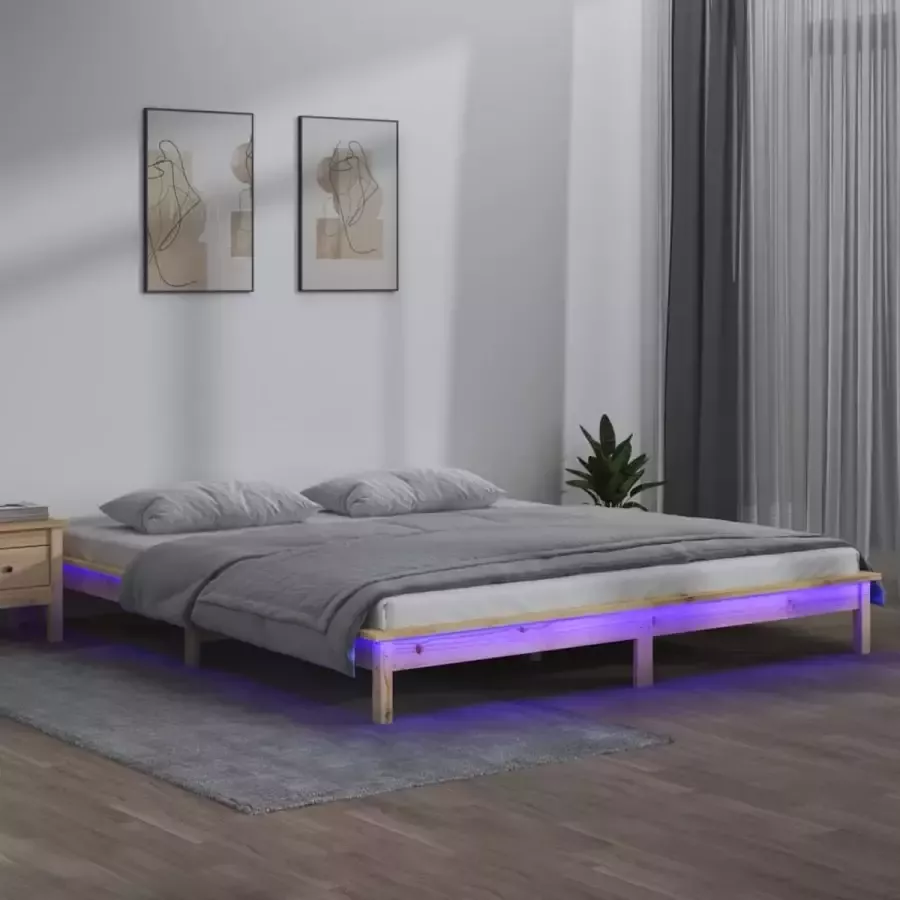 VidaXL -Bedframe-LED-massief-hout-120x200-cm