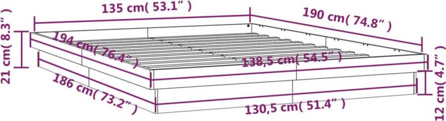 VidaXL Bedframe LED massief hout 135x190 cm 4FT6 Double - Foto 4