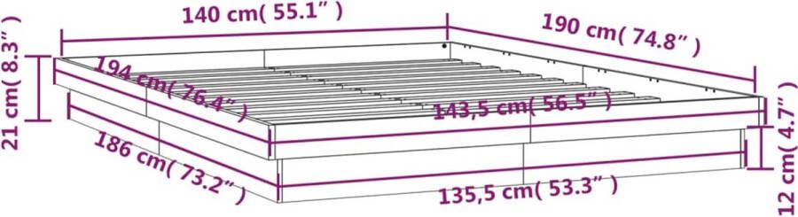 VidaXL -Bedframe-LED-massief-hout-140x190-cm - Foto 3