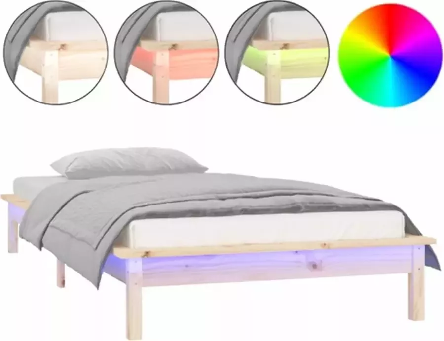 VidaXL Bedframe LED massief hout 90x190 cm 3FT Single - Foto 4