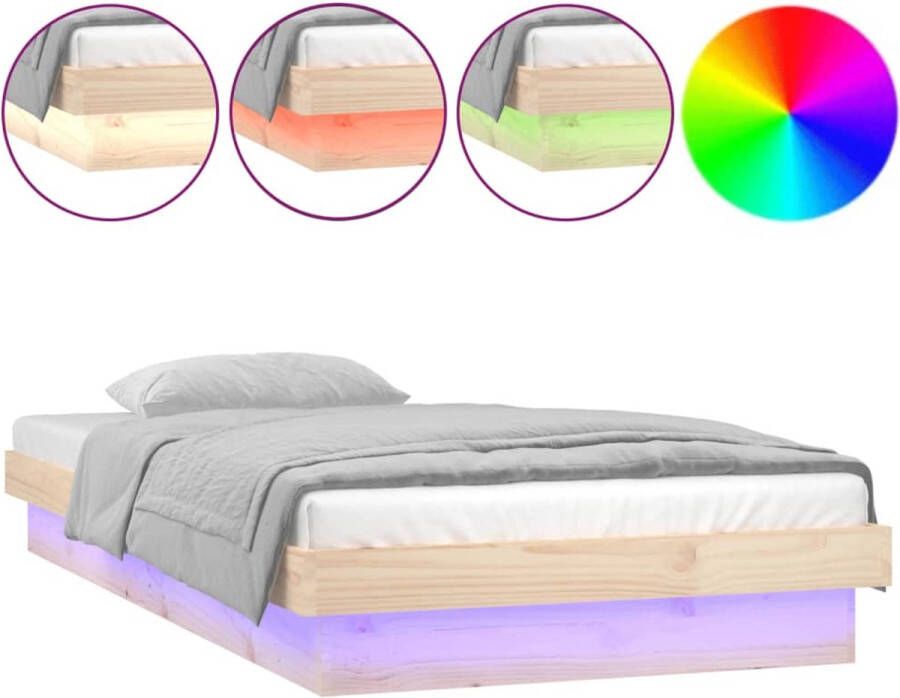 VidaXL -Bedframe-LED-massief-hout-90x200-cm