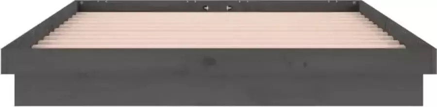 VidaXL Bedframe LED massief hout grijs 120x190 cm 4FT Small Double - Foto 2