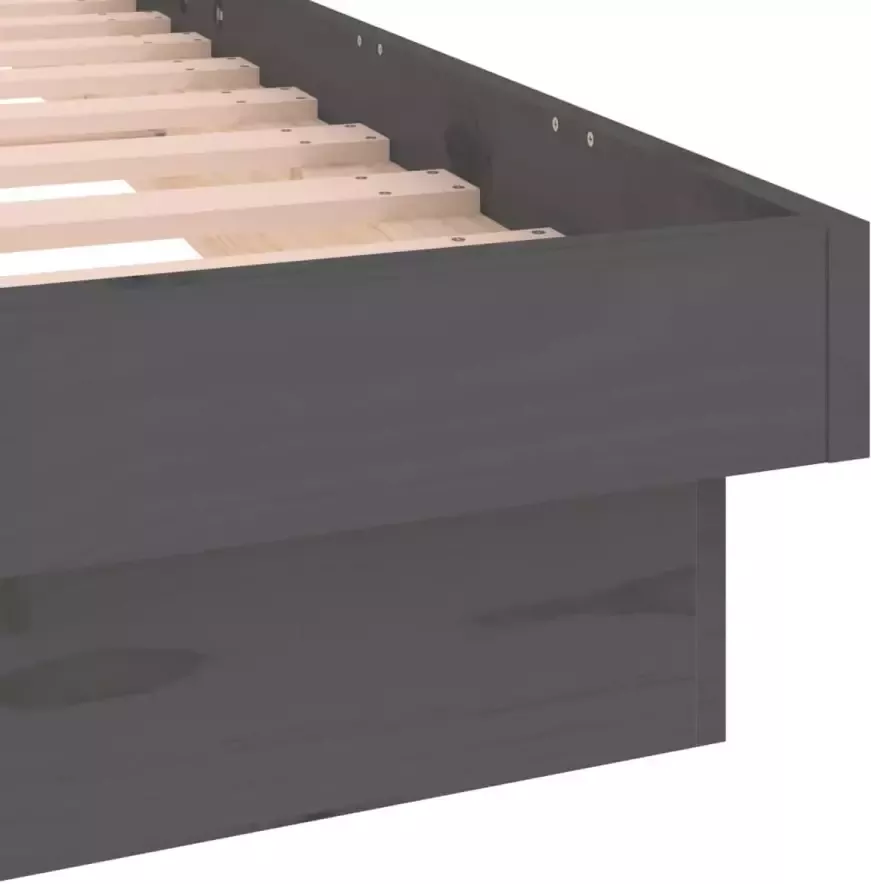 VidaXL Bedframe LED massief hout grijs 120x190 cm 4FT Small Double