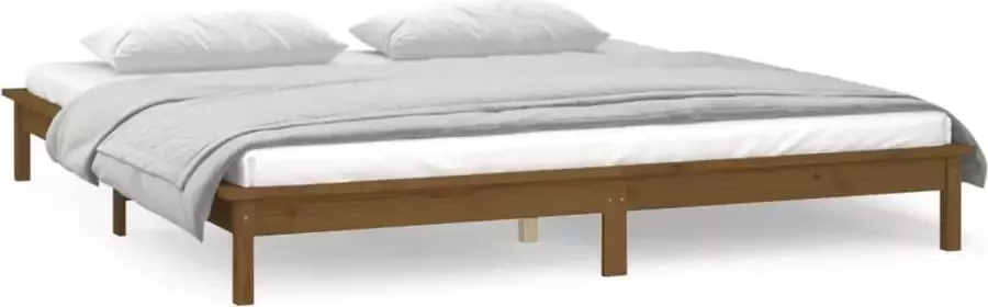 VidaXL -Bedframe-LED-massief-hout-honingbruin-140x190-cm - Foto 2