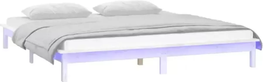 VidaXL -Bedframe-LED-massief-hout-wit-160x200-cm - Foto 3