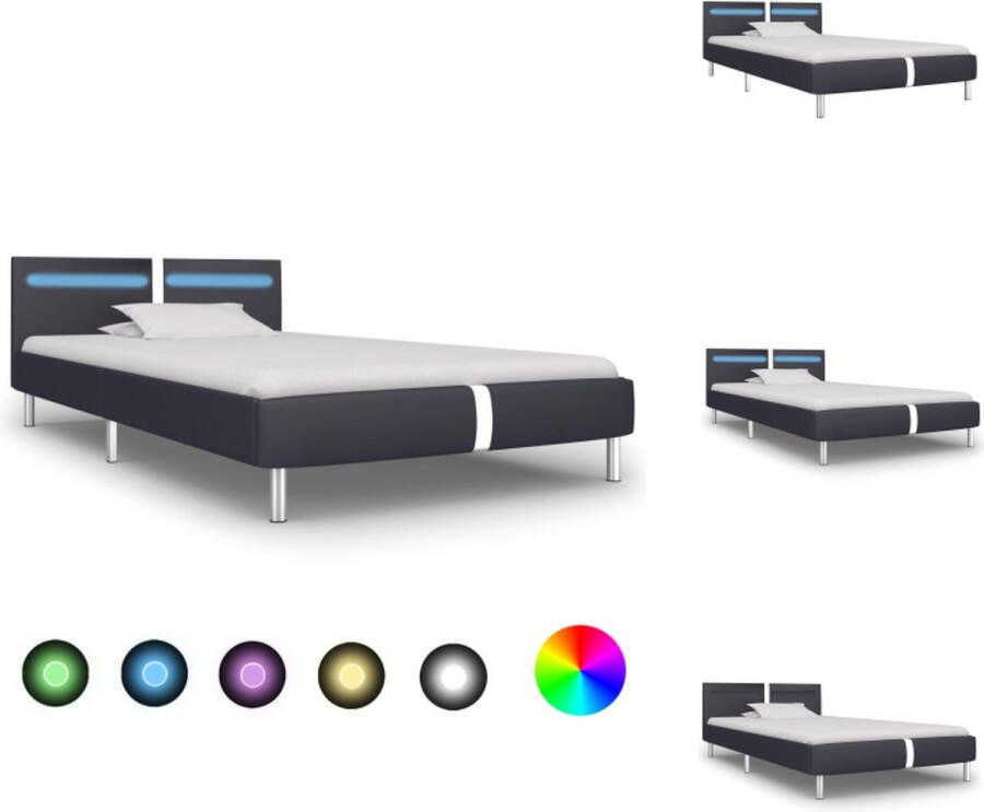 VidaXL Bedframe LED-strip 211 x 95 x 70 cm Zwart Bed - Foto 1