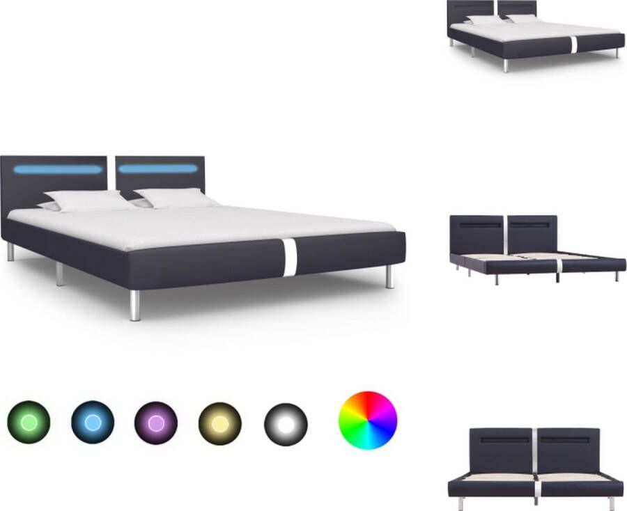 VidaXL Bedframe LED-strip Zwart 211x185x70 cm Matras 180x200 cm Bed
