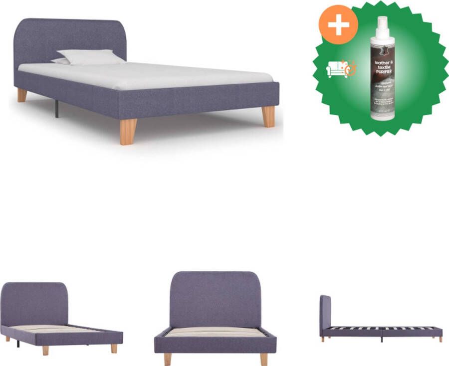 VidaXL Bedframe Lichtgrijs 203 x 93 x 35 cm Duurzaam materiaal Ondersteunende poten Multiplex lattenbodem Matras niet inbegrepen Bed Inclusief Reiniger - Foto 2