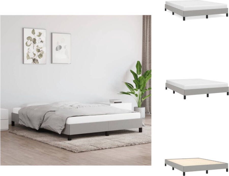 VidaXL Bedframe Lichtgrijs 193 x 143 x 25 cm Duurzaam materiaal Ondersteunende poten Multiplex lattenbodem Bed