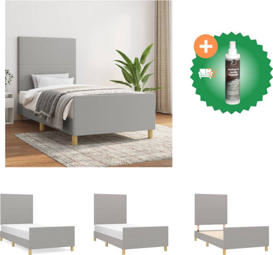 VidaXL Bedframe Comfort Bed Afmetingen- 193 x 93 x 118 128 cm Lichtgrijs Duurzaam Verstelbaar hoofdeinde Ondersteunende poten Multiplex lattenbodem Comfortabele ondersteuning Matras niet inbegrepen Bed Inclusief Reiniger