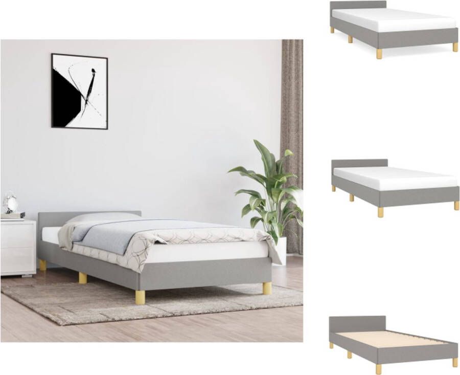 VidaXL Bedframe lichtgrijs 193 x 93 x 50 cm Duurzaam ademend materiaal Ondersteunende poten Multiplex lattenbodem Montagehandleiding inbegrepen Bed