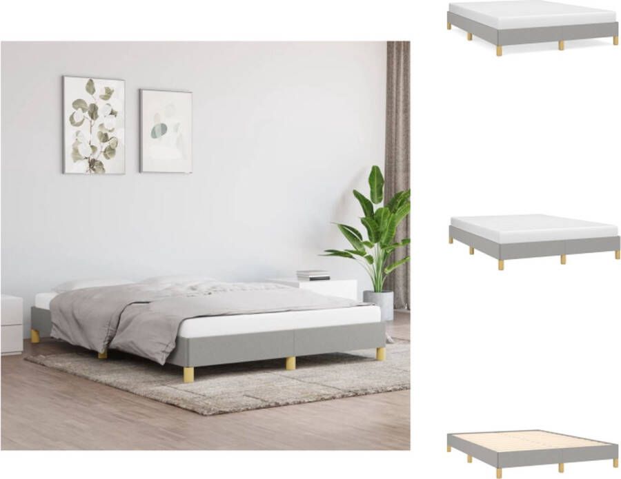 VidaXL Bedframe Lichtgrijs 193x143x25 cm Ademend Duurzaam Multiplex Lattenbodem Bed