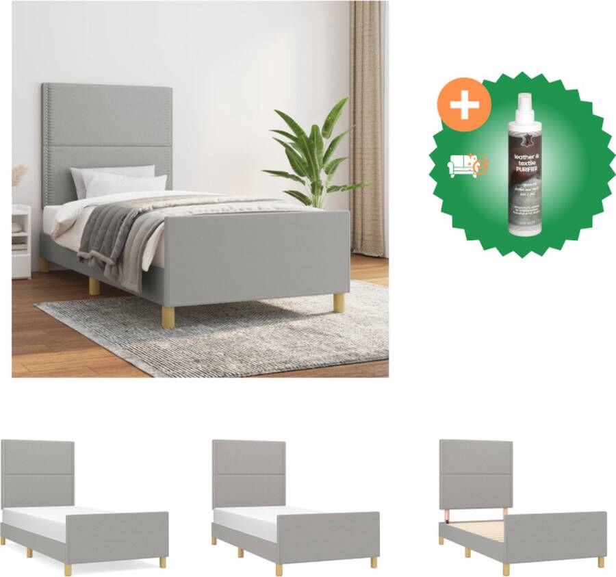 VidaXL Bedframe Lichtgrijs 203 x 103 x 118 128 cm Verstelbaar hoofdeind Stabiele poten Multiplex lattenbodem Comfortabele ondersteuning Bed Inclusief Reiniger - Foto 2