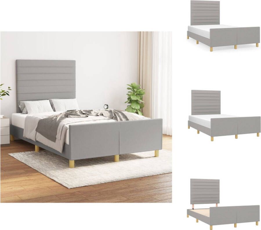 VidaXL Bedframe Lichtgrijs 203 x 126 x 118 128 cm Verstelbaar hoofdeinde Duurzaam materiaal Stabiele poten Multiplex lattenbodem Comfortabele ondersteuning Bed - Foto 1