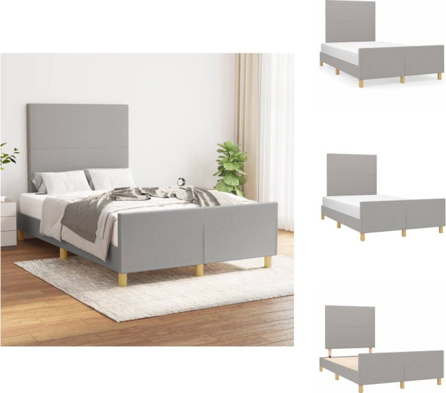 VidaXL Bedframe Lichtgrijs 203 x 126 x 118 128 cm Verstelbaar hoofdeinde Duurzaam materiaal Stabiele poten Multiplex lattenbodem Comfortabele ondersteuning Matras niet inbegrepen Bed