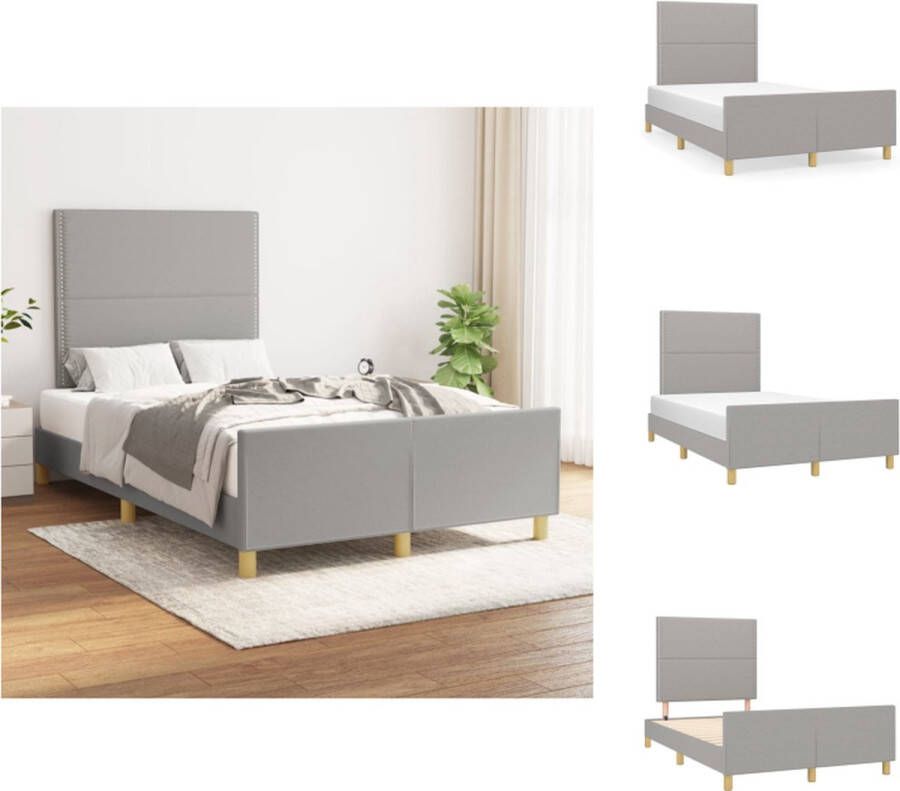 vidaXL Bedframe Lichtgrijs 203 x 126 x 118 128 cm Verstelbaar hoofdeinde Stevige poten Multiplex lattenbodem Comfortabele ondersteuning Bed