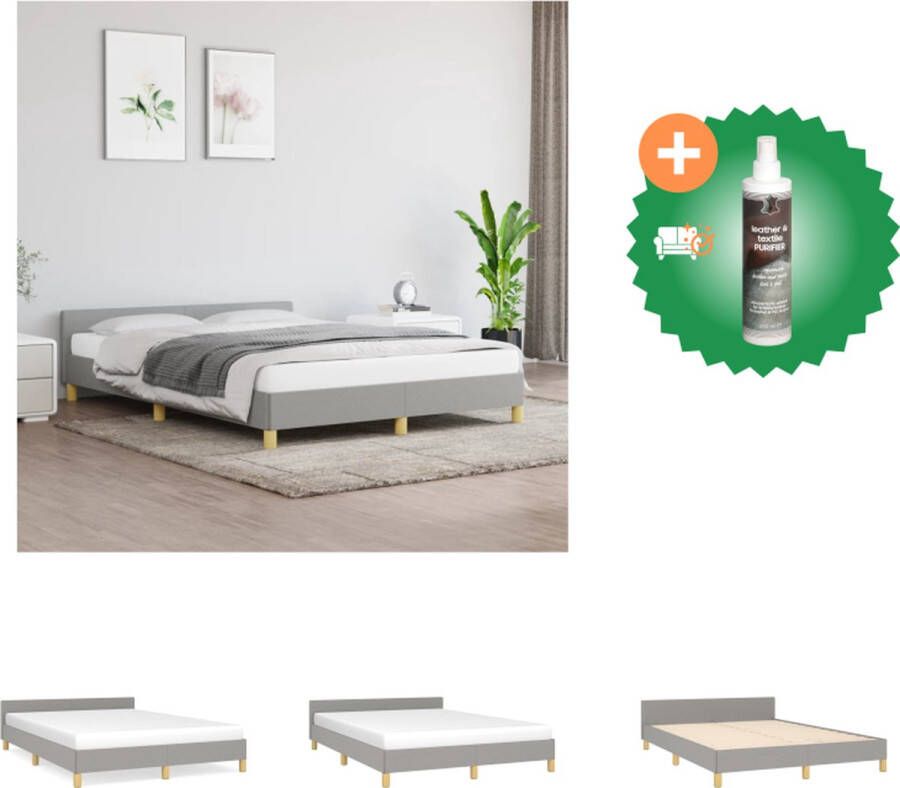 VidaXL Bedframe Lichtgrijs 203 x 146 x 118 128 cm Verstelbaar hoofdeind Multiplex lattenbodem 140 x 200 cm (matras niet inbegrepen) Bed Inclusief Reiniger