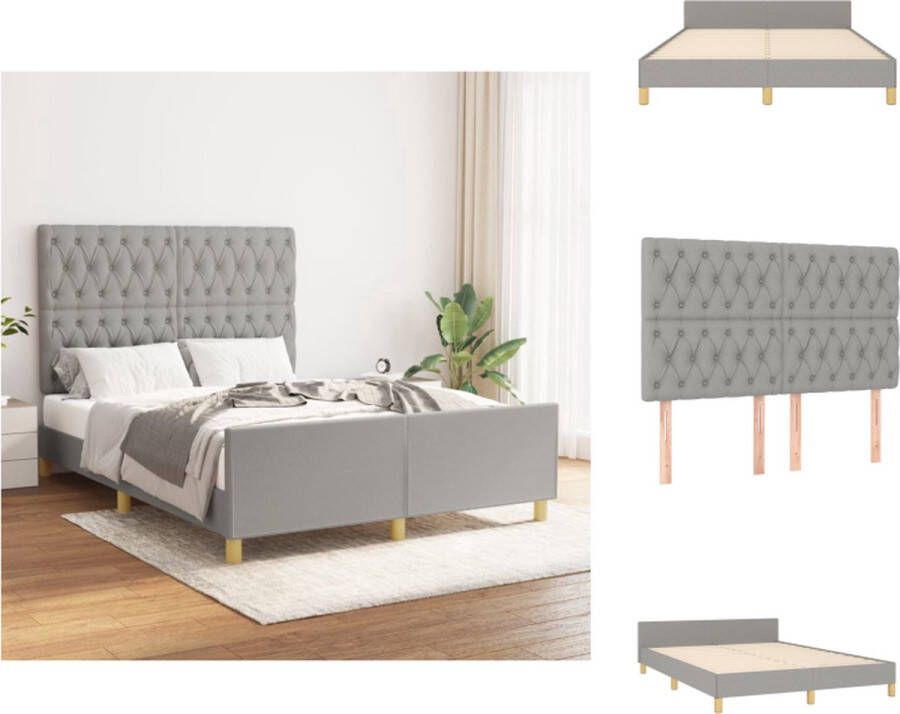 VidaXL Bedframe Lichtgrijs 203 x 146 x 118 128 cm Verstelbaar hoofdeind Multiplex lattenbodem 140 x 200 cm (matras niet inbegrepen) Bed