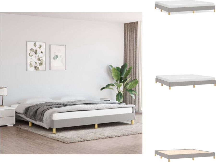 VidaXL Bedframe Lichtgrijs 203 x 203 x 25 cm Duurzaam stofmateriaal Ondersteunende poten Multiplex lattenbodem Bed