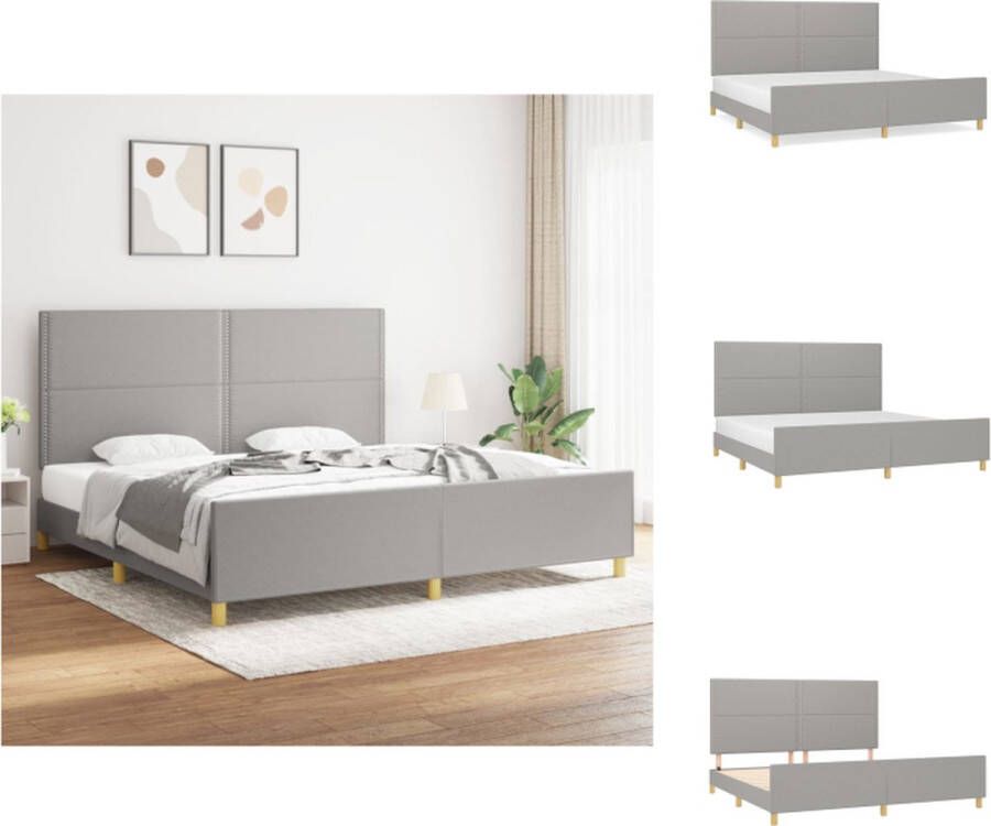 VidaXL Bedframe Lichtgrijs 203 x 206 x 118 128 cm Duurzaam materiaal Verstelbare hoogte Ondersteunende poten Multiplex lattenbodem Comfortabele ondersteuning Bed