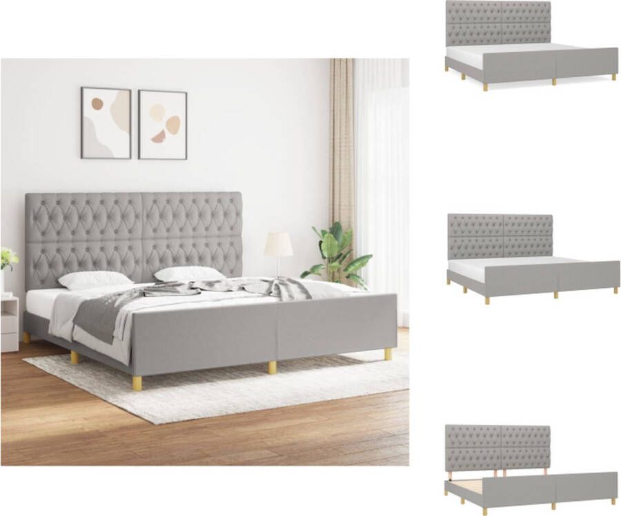 vidaXL bedframe lichtgrijs 203 x 206 x 118 128 cm verstelbaar hoofdeinde ondersteunende poten multiplex lattenbodem comfortabele rugondersteuning Bed