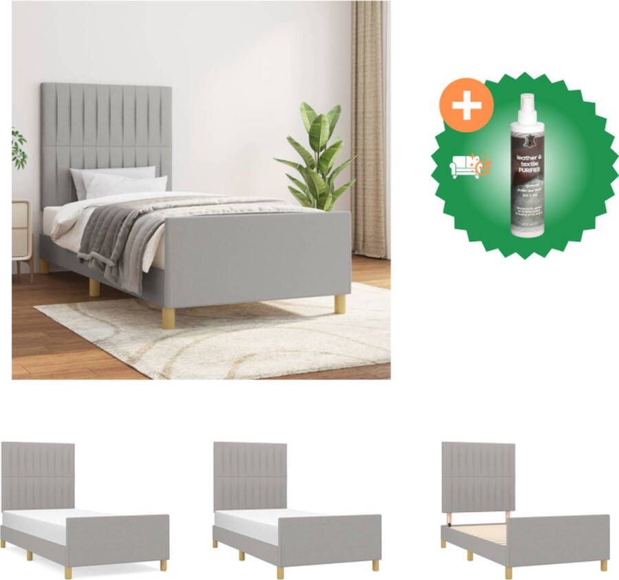 VidaXL Bedframe Lichtgrijs Bedframes 203x93x50 cm Duurzaam materiaal ondersteunende poten multiplex lattenbodem (matras niet inbegrepen) Bed Inclusief Reiniger