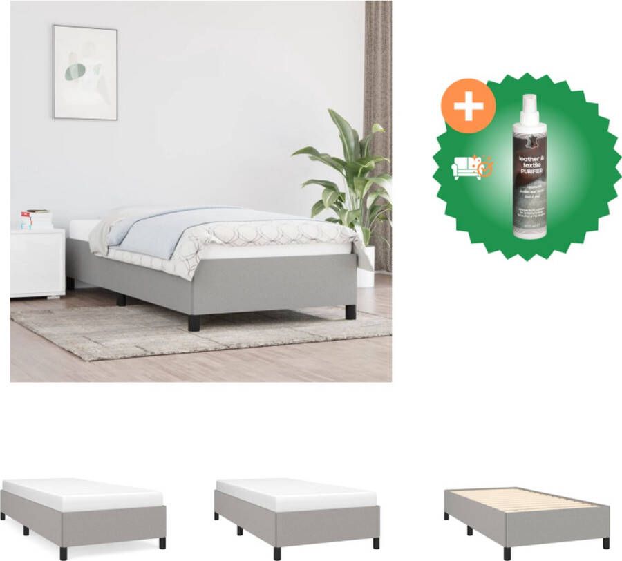 VidaXL Bedframe Lichtgrijs 203 x 93 x 35 cm Duurzaam materiaal Ondersteunende poten Multiplex lattenbodem Matras niet inbegrepen Bed Inclusief Reiniger