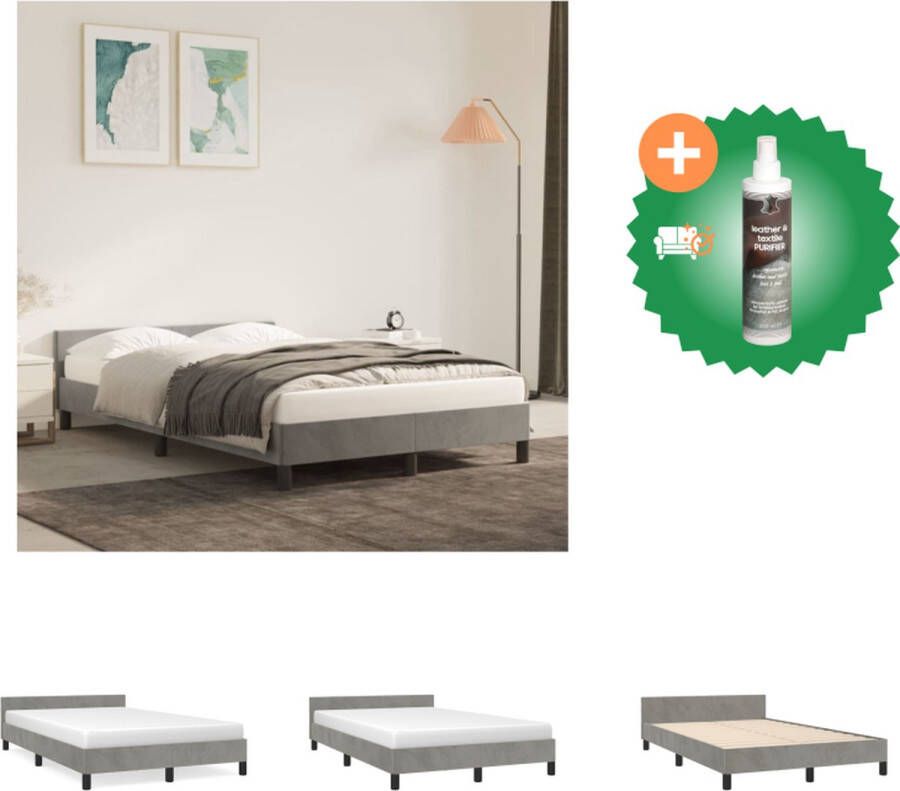 VidaXL Bedframe Lichtgrijs 203x123x50 cm Zacht fluweel Ondersteunende poten Multiplex lattenbodem Bed Inclusief Reiniger