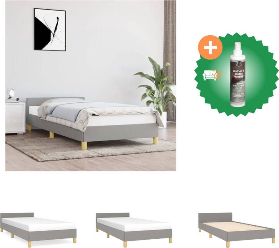 VidaXL Bedframe Lichtgrijs Bedframes 203x93x50 cm Duurzaam materiaal ondersteunende poten multiplex lattenbodem (matras niet inbegrepen) Bed Inclusief Reiniger - Foto 2