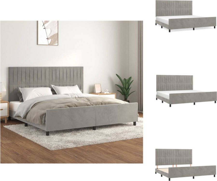 VidaXL Bedframe Lichtgrijs Fluweel 203 x 206 x 118 128 cm Verstelbare Hoogte Ondersteunende Poten Multiplex Lattenbodem Comfortabele Ondersteuning Bed