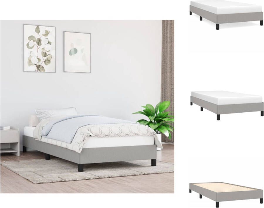 vidaXL Bedframe Light Grey 193 x 93 x 25 cm Durable Material Supportive Legs Plywood Slats Bed